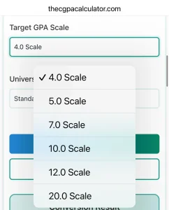 select your target grading scale
